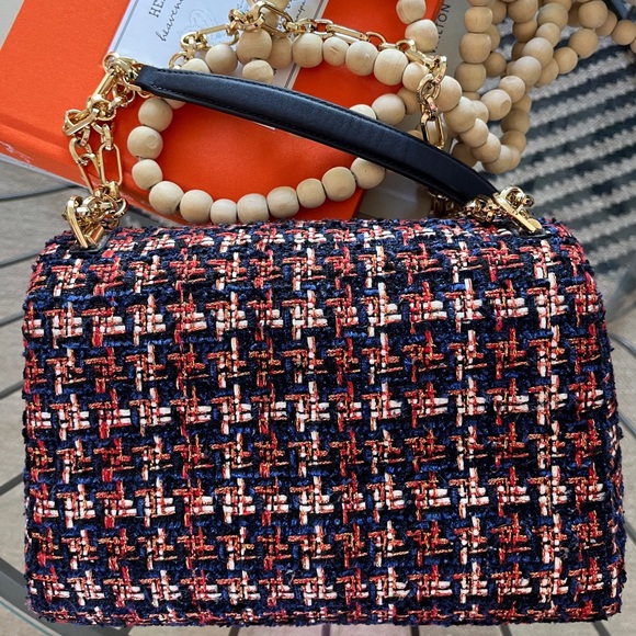 KATE SPADE NEW YORK Carlyle Tweed Medium Flap 2-way convertible bag. NWOT. - Picture 2 of 15